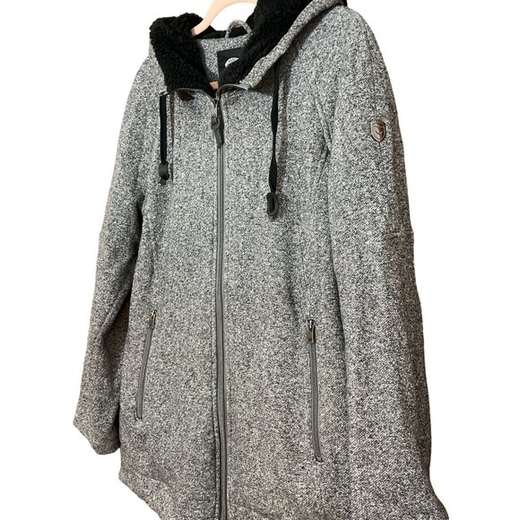 1 Madison Expedition Grey Knit Full Zip Hood Jacket Size Large - Picture 2 of 4